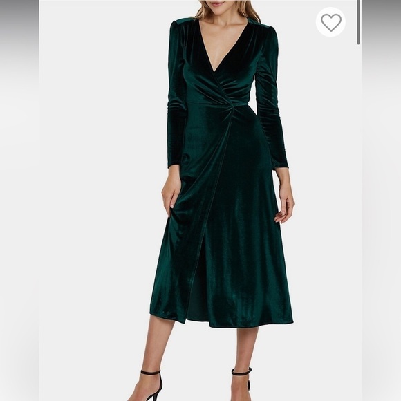 Charlie Holiday Izzy Velvet Wrap Dress, New with Tags, Emerald Green - Picture 3 of 9